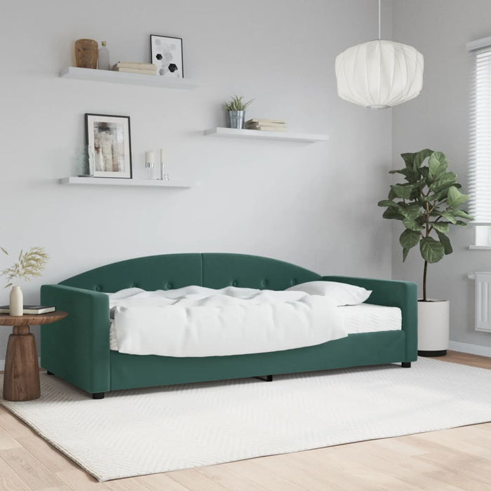 Divano Letto con Materasso-Sofa Letto-Daybed Verde Scuro 90x200 cm in Velluto 582306