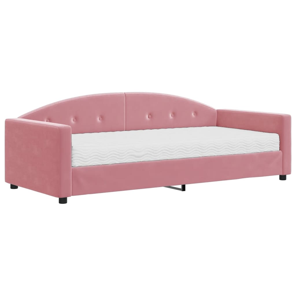 Divano Letto con Materasso-Sofa Letto-Daybed Rosa 90x200 cm in Velluto 715739