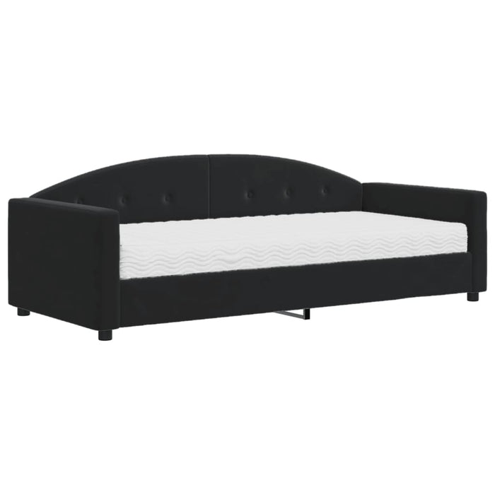 Divano Letto con Materasso-Sofa Letto-Daybed Nero 90x200 cm in Velluto 799583