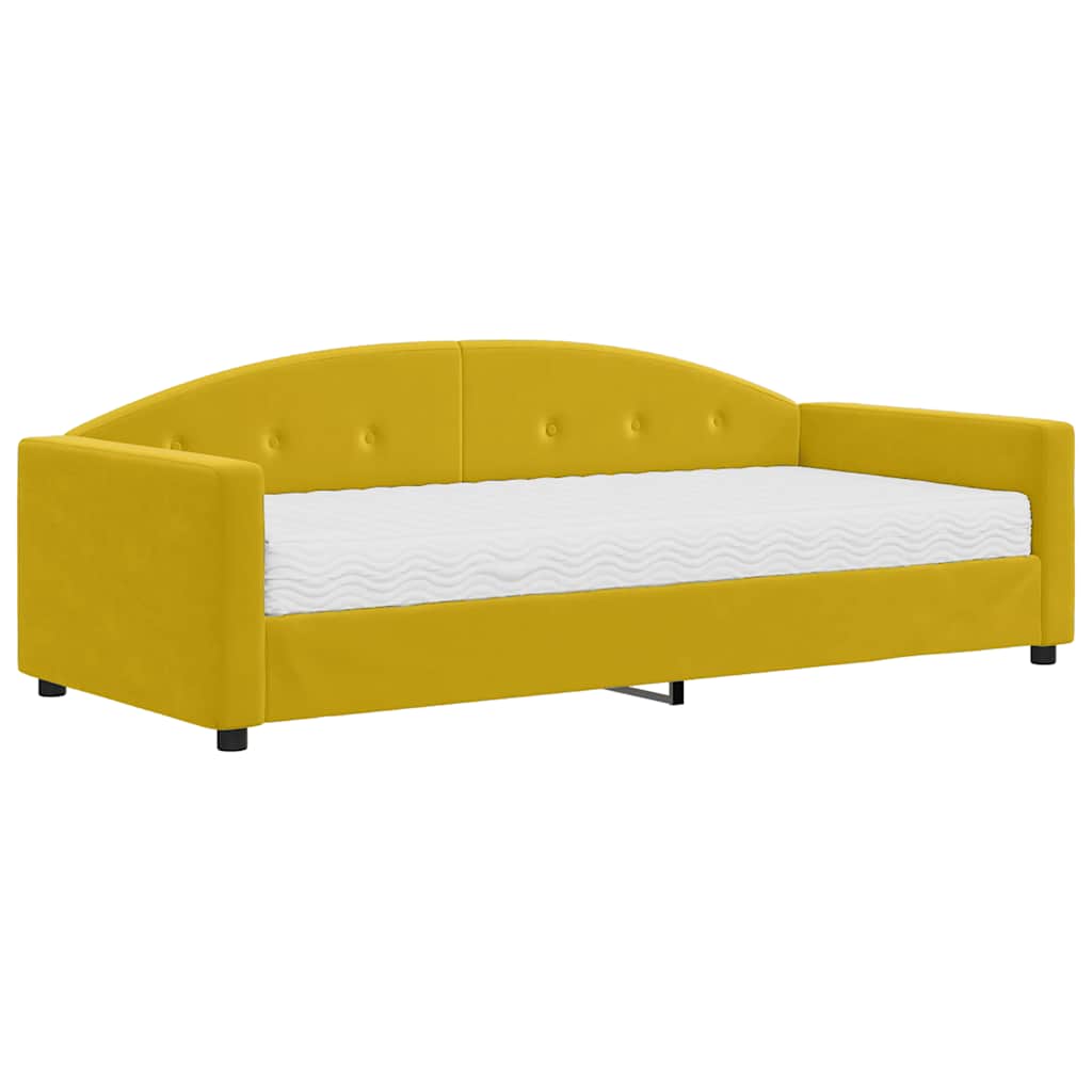 Divano Letto con Materasso-Sofa Letto-Daybed Giallo 90x200 cm in Velluto 396627