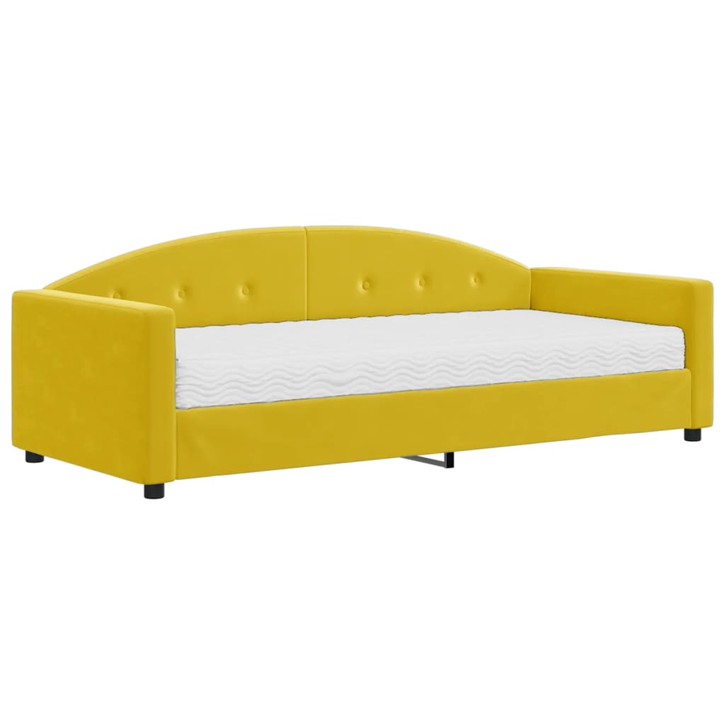 Divano Letto con Materasso Giallo 90x200 cm in Velluto 3197282