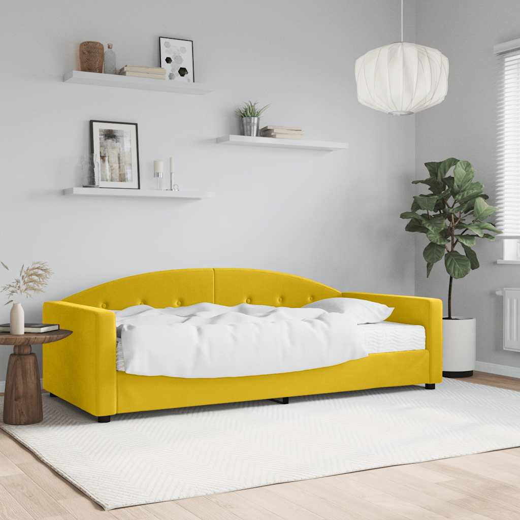 Divano Letto con Materasso-Sofa Letto-Daybed Giallo 90x200 cm in Velluto 396627