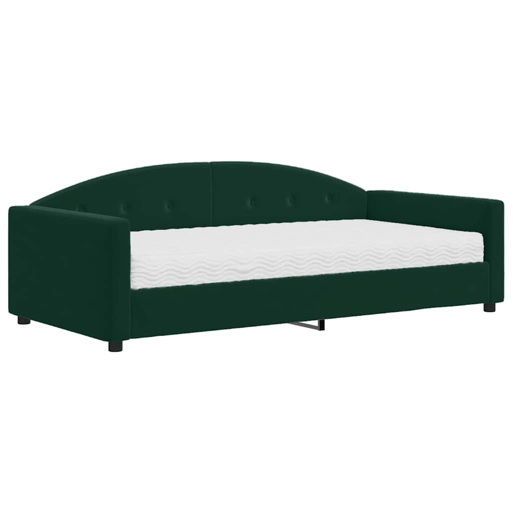 Divano Letto con Materasso-Sofa Letto-Daybed Verde Scuro 100x200 cm in Velluto 861749