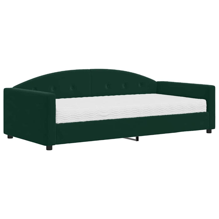 Divano Letto con Materasso-Sofa Letto-Daybed Verde Scuro 100x200 cm in Velluto 861749