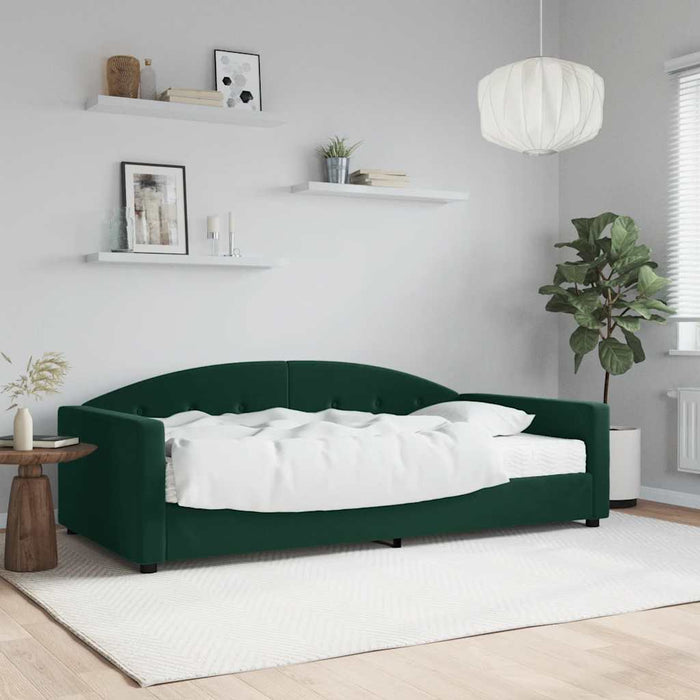 Divano Letto con Materasso-Sofa Letto-Daybed Verde Scuro 100x200 cm in Velluto 861749