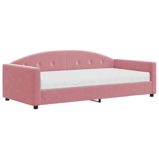 vidaXL Divano Letto con Materasso Rosa 100x200 cm in Velluto
