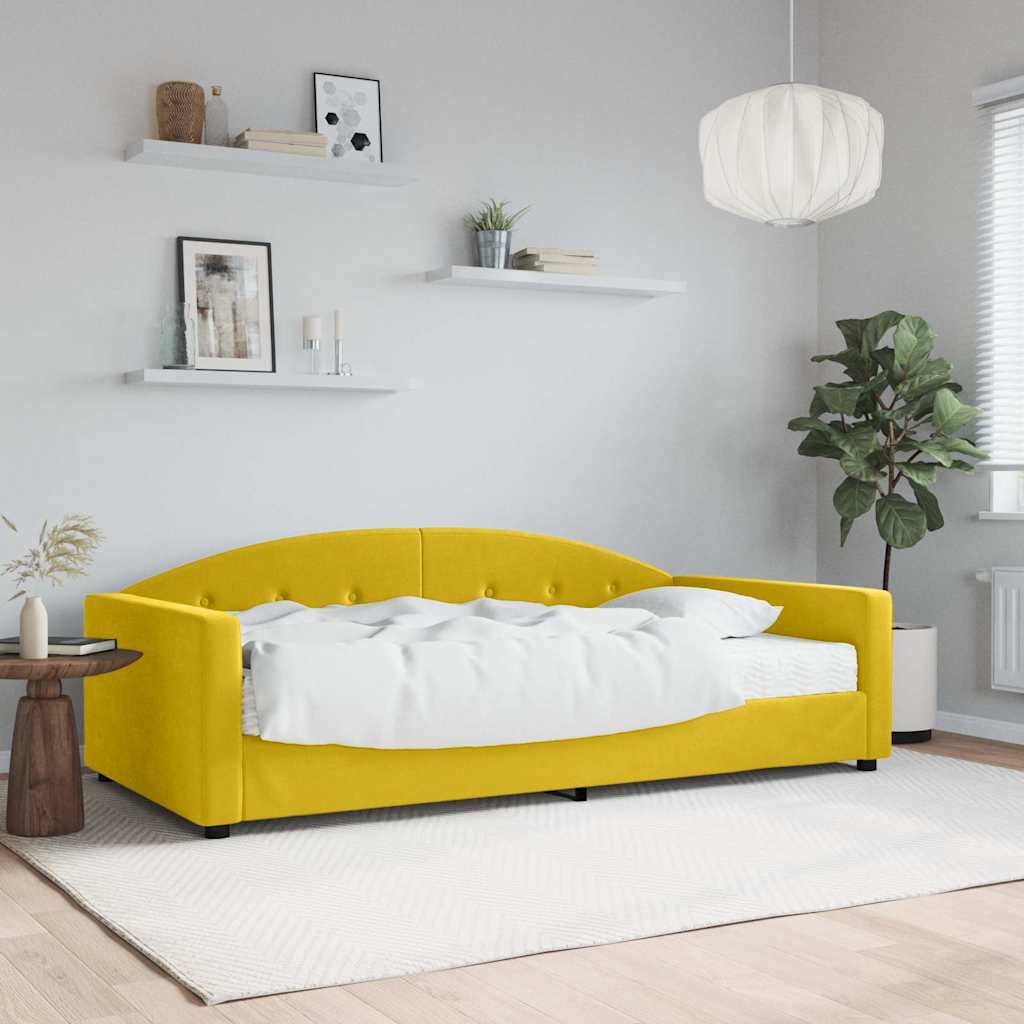 Divano Letto con Materasso-Sofa Letto-Daybed Giallo 100x200 cm in Velluto 585461