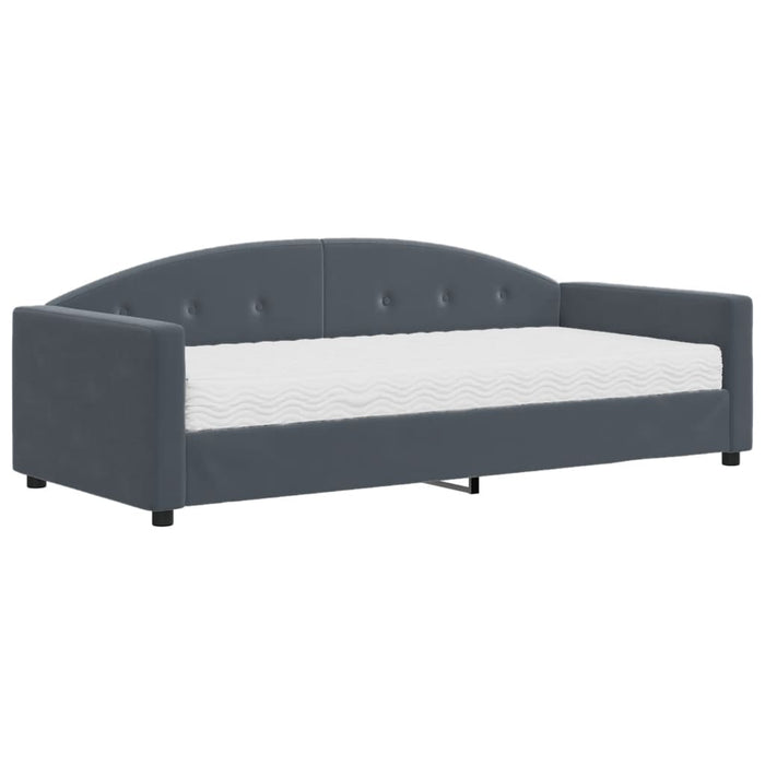 Divano Letto con Materasso-Sofa Letto-Daybed Grigio Scuro 90x190 cm in Velluto 959631