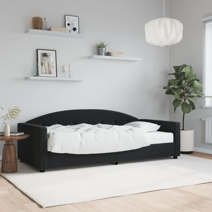 Divano Letto con Materasso-Sofa Letto-Daybed Nero 90x190 cm in Velluto 756217