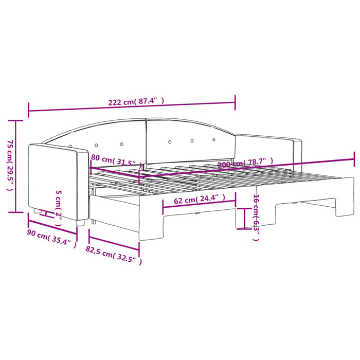 Divano Letto con Letto Estraibile Blu 80x200 cm in Velluto 3197293