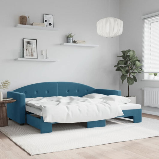 Divano Letto con Letto Estraibile Blu 80x200 cm in Velluto 3197293
