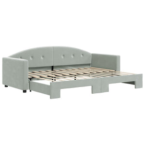 Divano Letto con Letto Estraibile Grigio Chiaro 80x200 Velluto 3197294