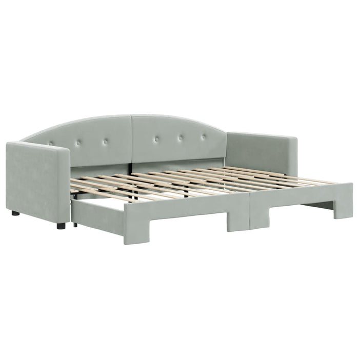 Divano Letto con Letto Estraibile Grigio Chiaro 80x200 Velluto 3197294