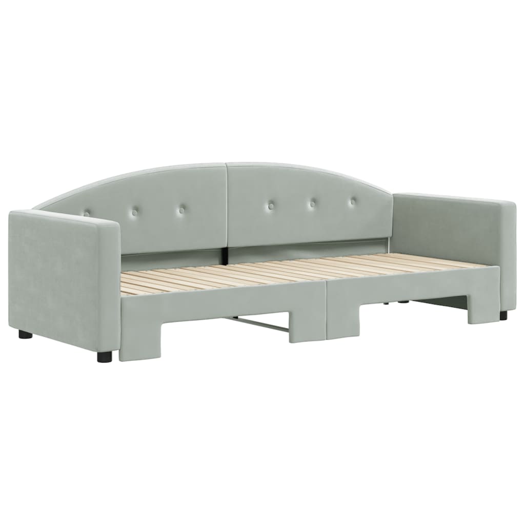 Divano Letto con Letto Estraibile Grigio Chiaro 80x200 Velluto 3197294