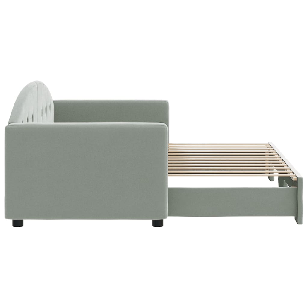 Divano Letto con Letto Estraibile Grigio Chiaro 80x200 Velluto