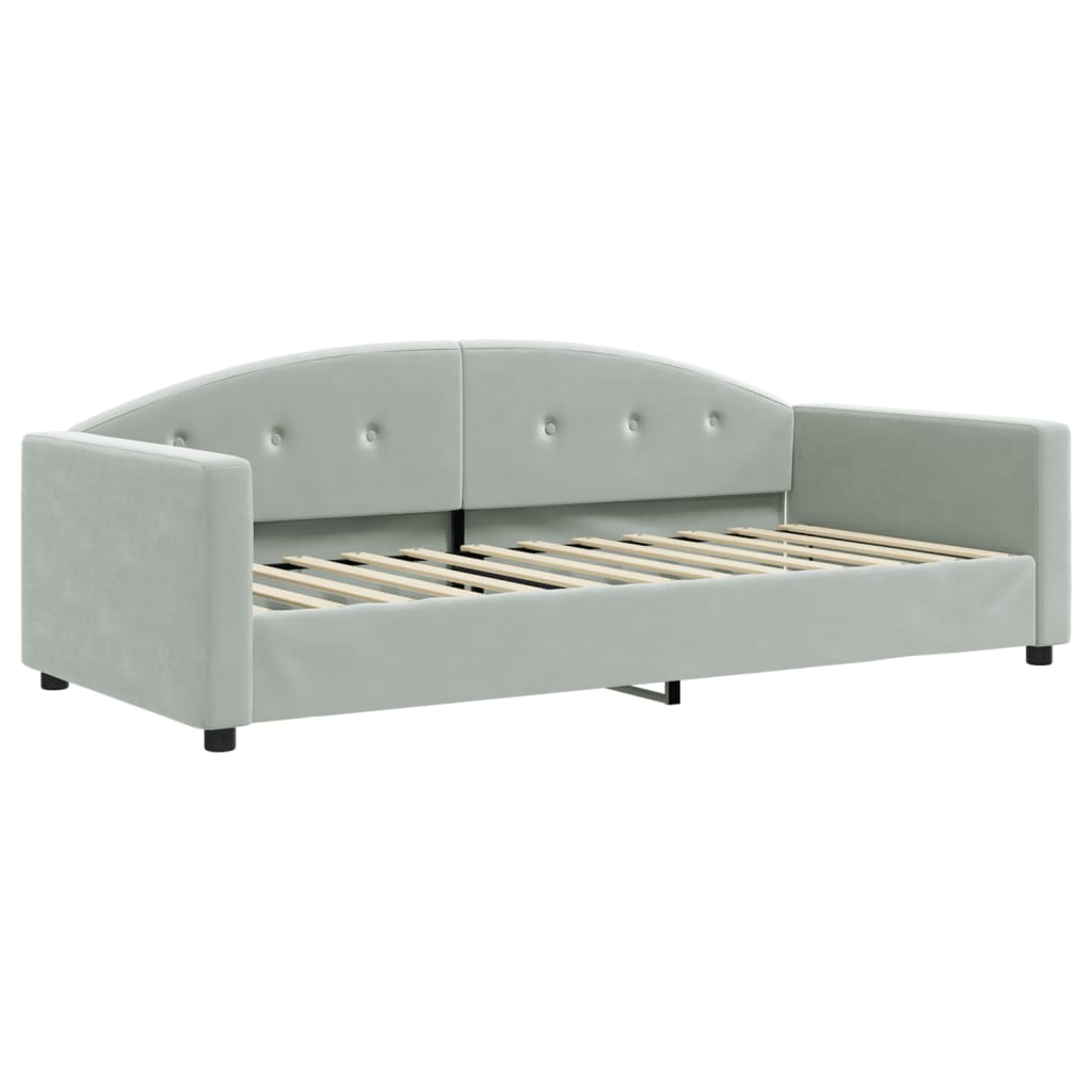 Divano Letto con Letto Estraibile Grigio Chiaro 80x200 Velluto 3197294