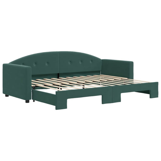 Divano Letto con Letto Estraibile Verde Scuro 80x200cm Velluto 3197296