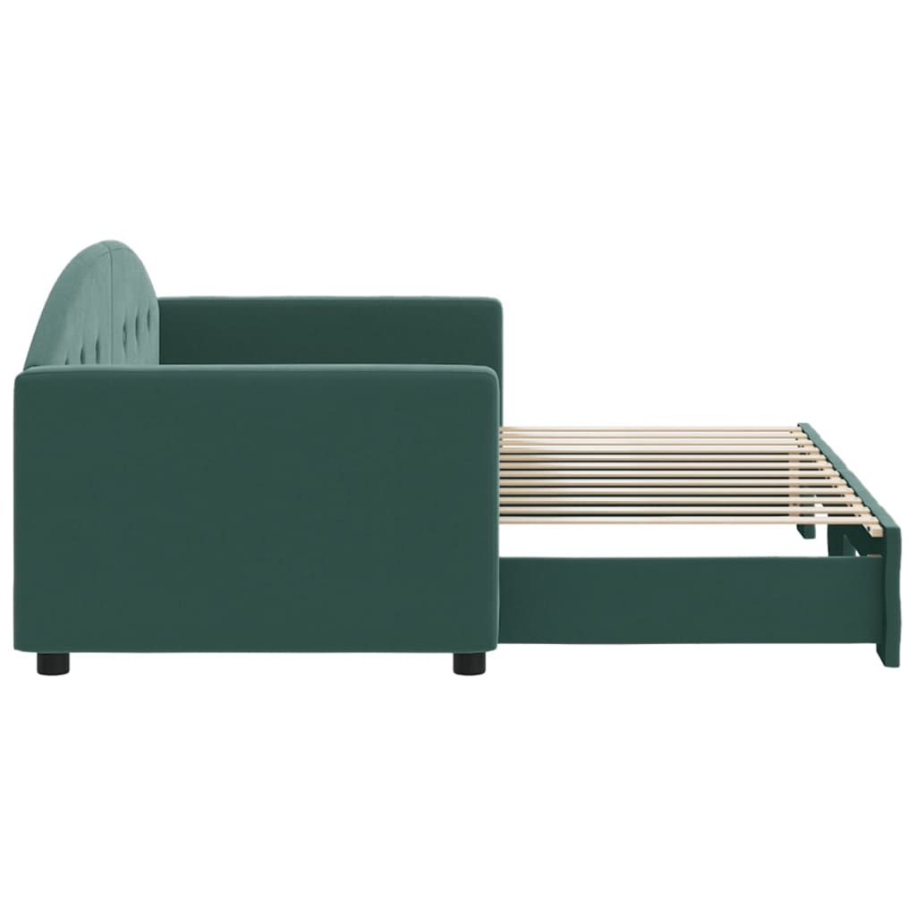 Divano Letto con Letto Estraibile Verde Scuro 80x200cm Velluto