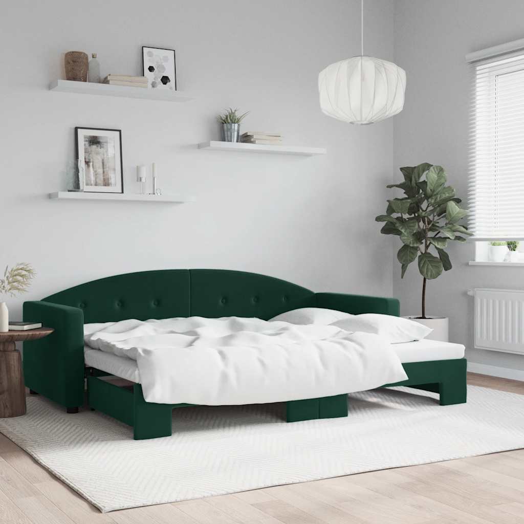 Divano Letto con Letto Estraibile-Sofa Letto-Daybed Verde Scuro 80x200cm Velluto 383243