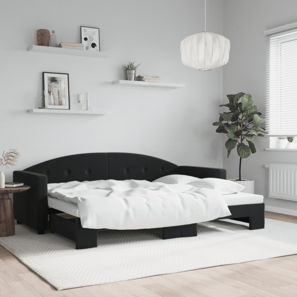 Divano Letto con Letto Estraibile Nero 80x200 cm in Vellutocod mxl 82660