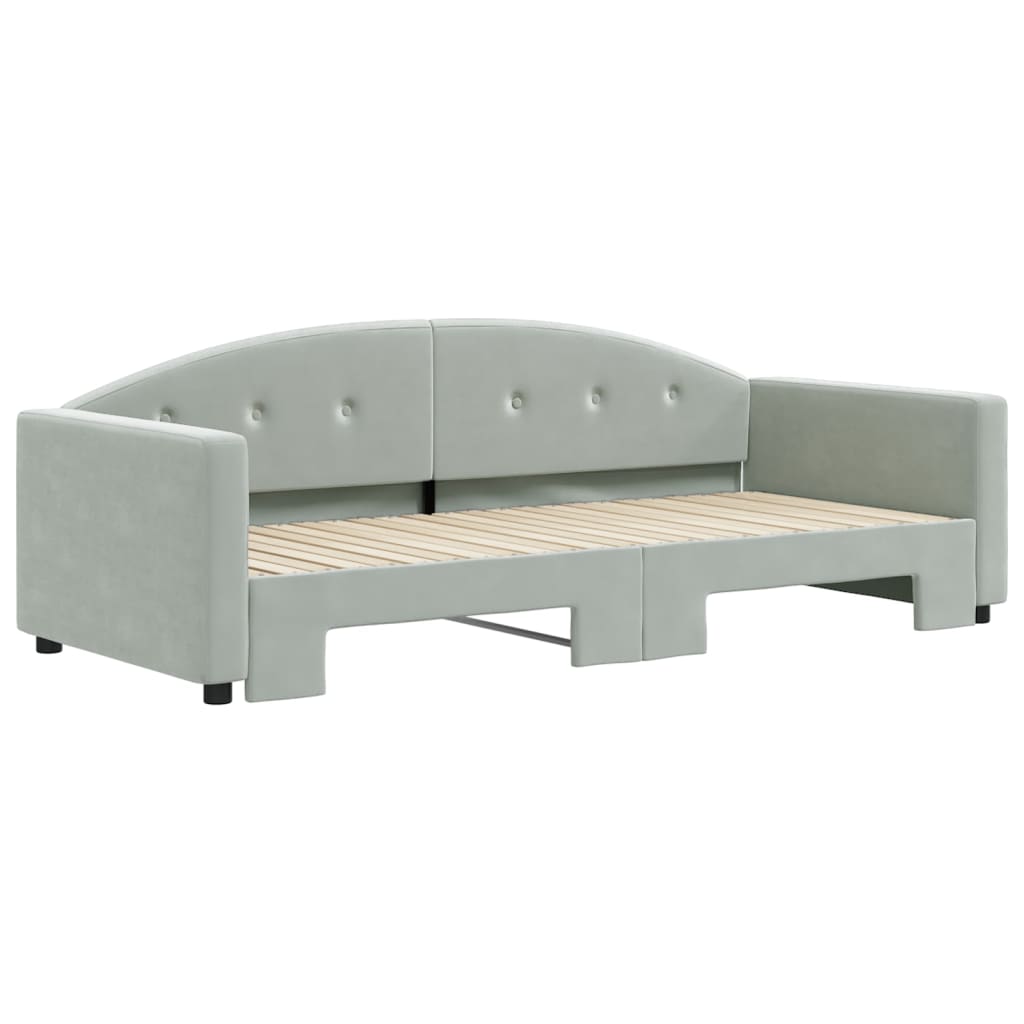 Divano Letto con Letto Estraibile-Sofa Letto-Daybed Grigio Chiaro 90x200 Velluto 305704