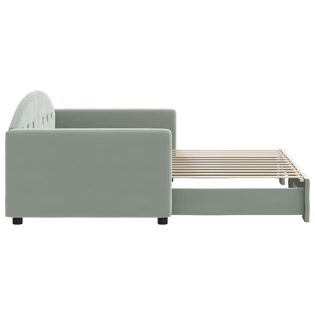 Divano Letto con Letto Estraibile Grigio Chiaro 90x200 Velluto 3197301