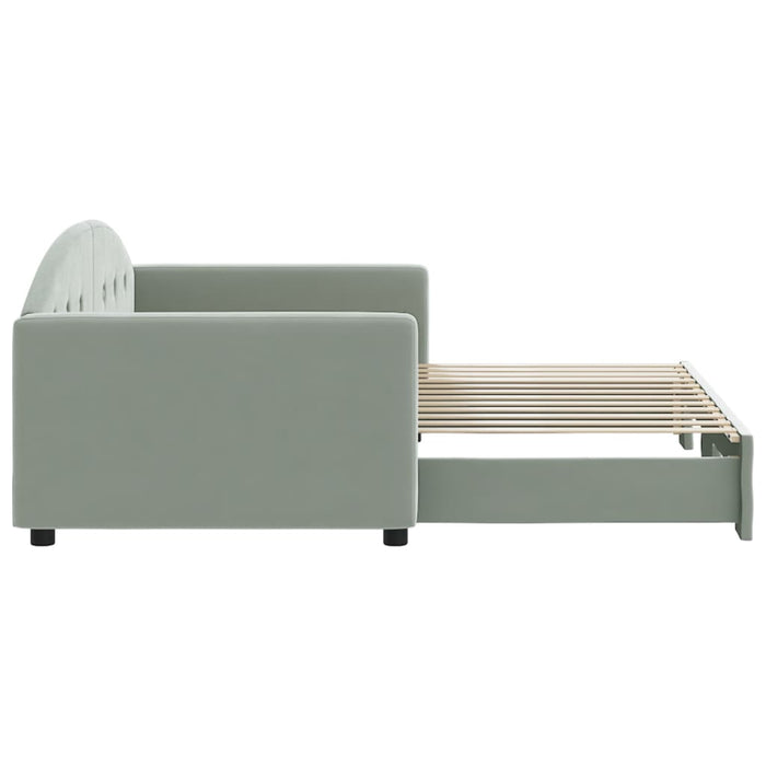 Divano Letto con Letto Estraibile Grigio Chiaro 90x200 Velluto 3197301