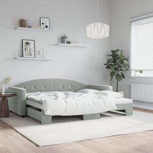 Divano Letto con Letto Estraibile-Sofa Letto-Daybed Grigio Chiaro 90x200 Velluto 305704