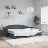 Divano Letto con Letto Estraibile Grigio Scuro 90x200cm Velluto 3197302