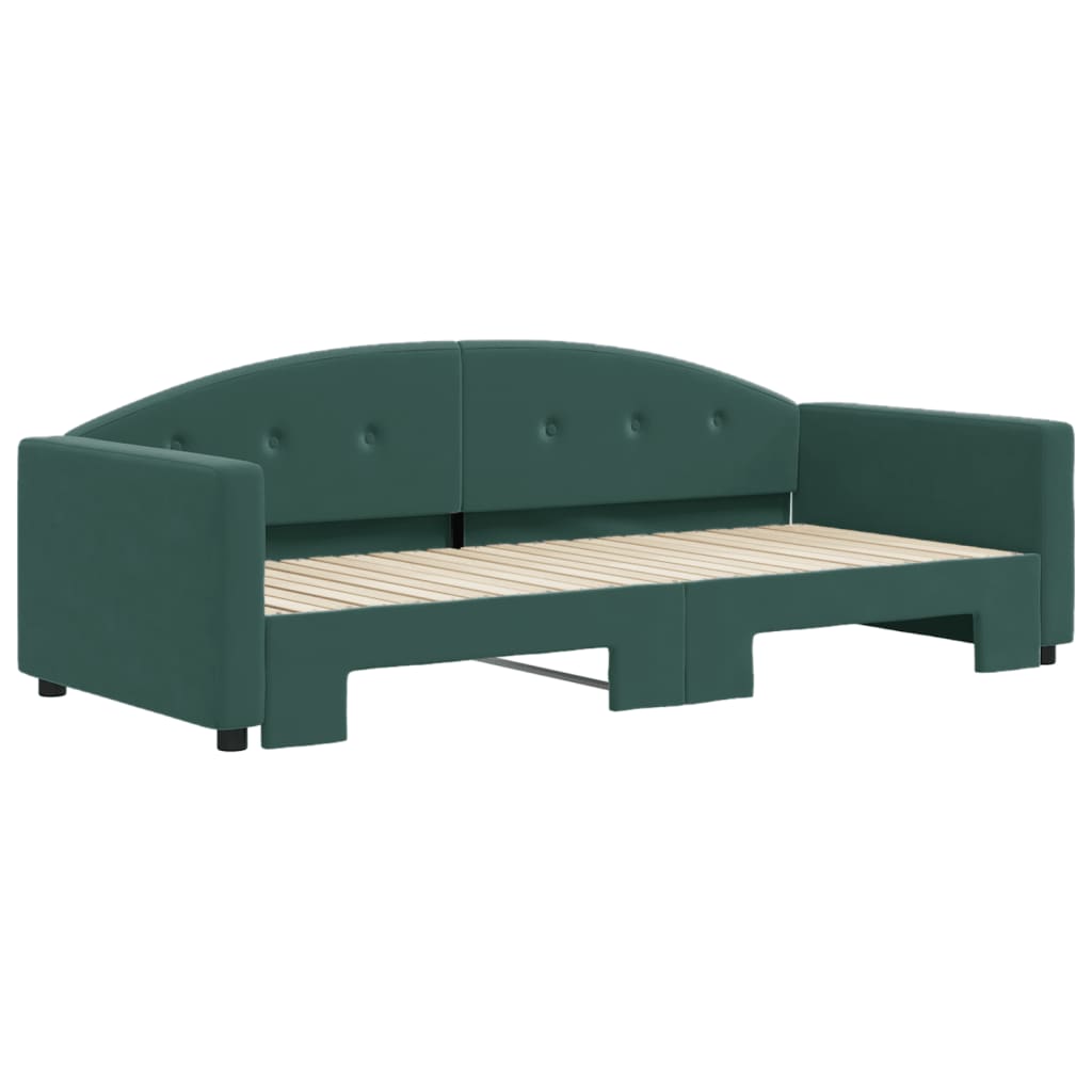 Divano Letto con Letto Estraibile Verde Scuro 90x200cm Velluto 3197303
