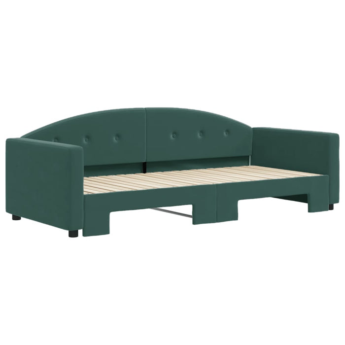 Divano Letto con Letto Estraibile Verde Scuro 90x200cm Velluto