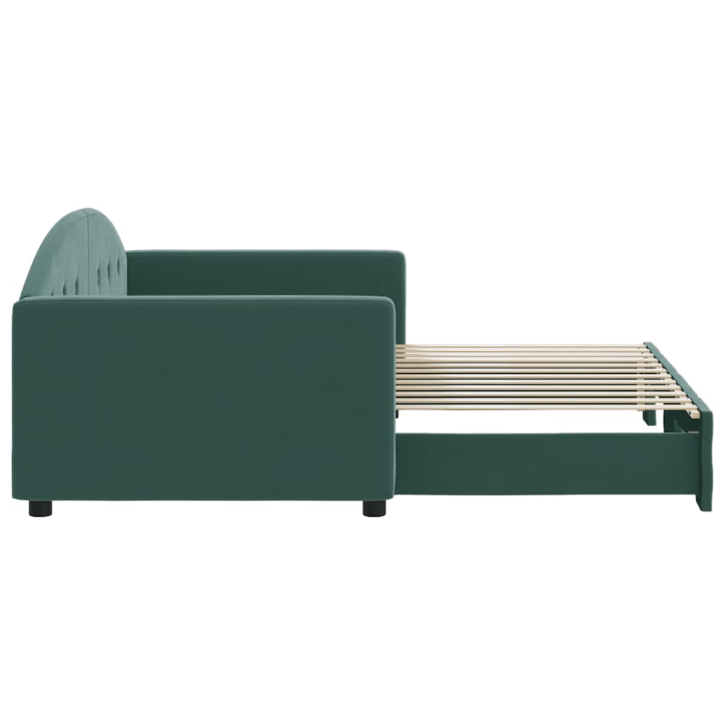 Divano Letto con Letto Estraibile Verde Scuro 90x200cm Velluto 3197303