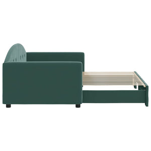 Divano Letto con Letto Estraibile Verde Scuro 90x200cm Velluto