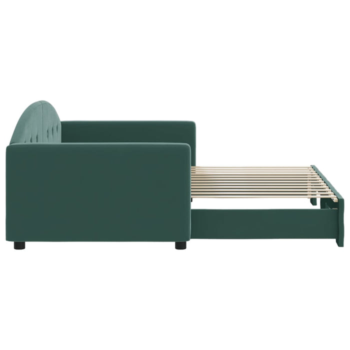 Divano Letto con Letto Estraibile Verde Scuro 90x200cm Velluto