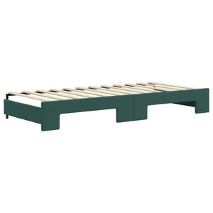Divano Letto con Letto Estraibile Verde Scuro 90x200cm Velluto 3197303