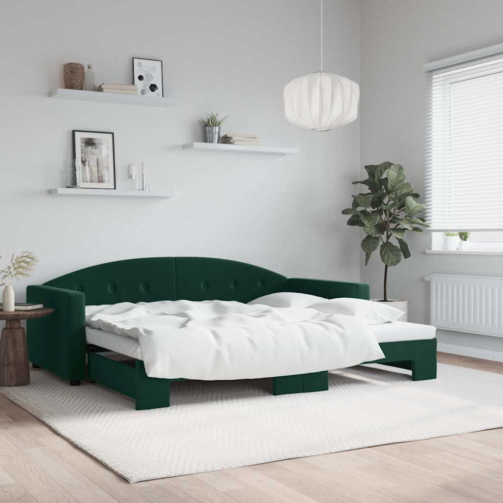 Divano Letto con Letto Estraibile-Sofa Letto-Daybed Verde Scuro 90x200cm Velluto 795953
