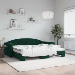 Divano Letto con Letto Estraibile-Sofa Letto-Daybed Verde Scuro 90x200cm Velluto 795953
