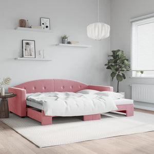 Divano Letto con Letto Estraibile-Sofa Letto-Daybed Rosa 90x200 cm in Velluto 645834