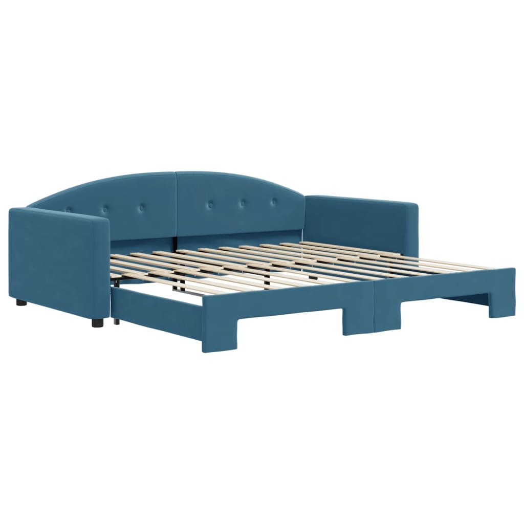 Divano Letto con Letto Estraibile Blu 100x200 cm in Velluto