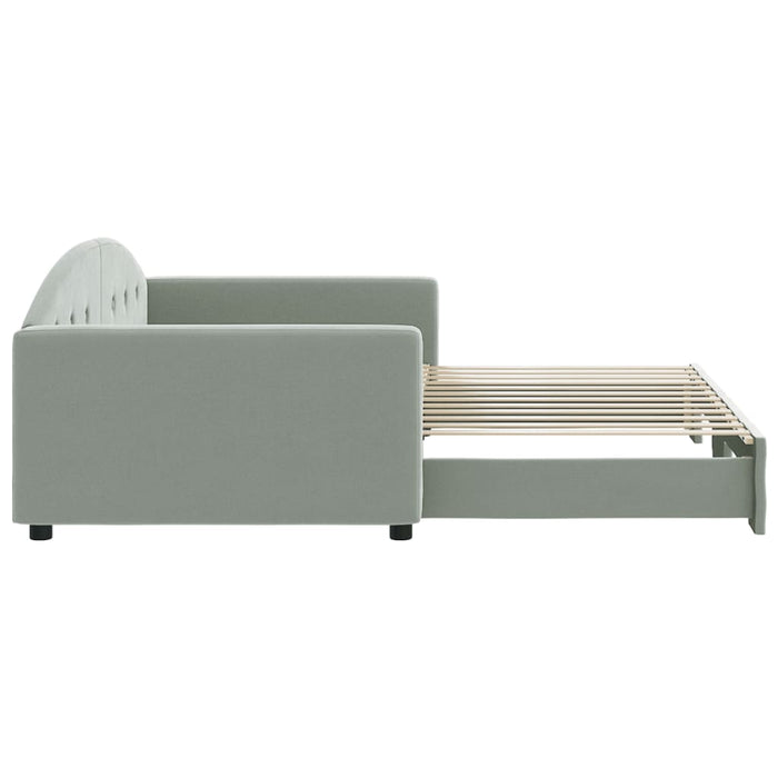 Divano Letto con Letto Estraibile Grigio Chiaro 100x200 Velluto
