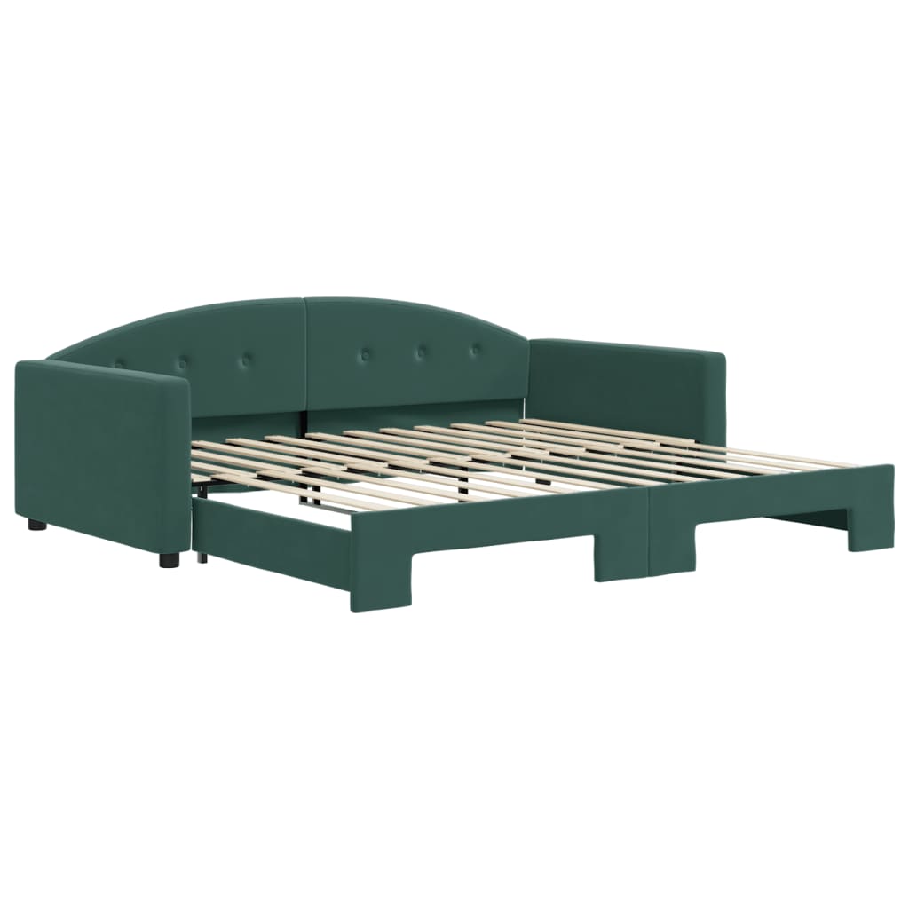 Divano Letto con Letto Estraibile Verde Scuro 100x200cm Velluto