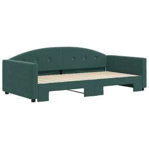 Divano Letto con Letto Estraibile Verde Scuro 100x200cm Velluto 3197310