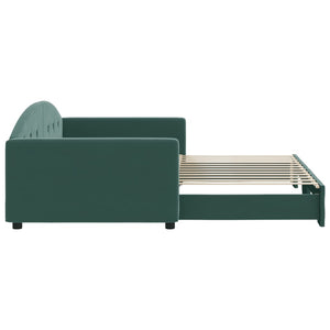 Divano Letto con Letto Estraibile Verde Scuro 100x200cm Velluto