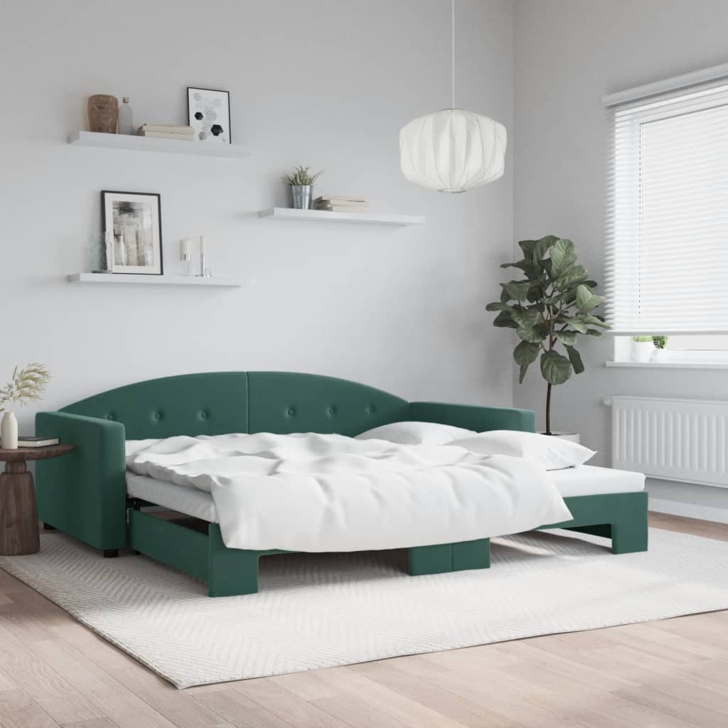 Divano Letto con Letto Estraibile-Sofa Letto-Daybed Verde Scuro 100x200cm Velluto 969110