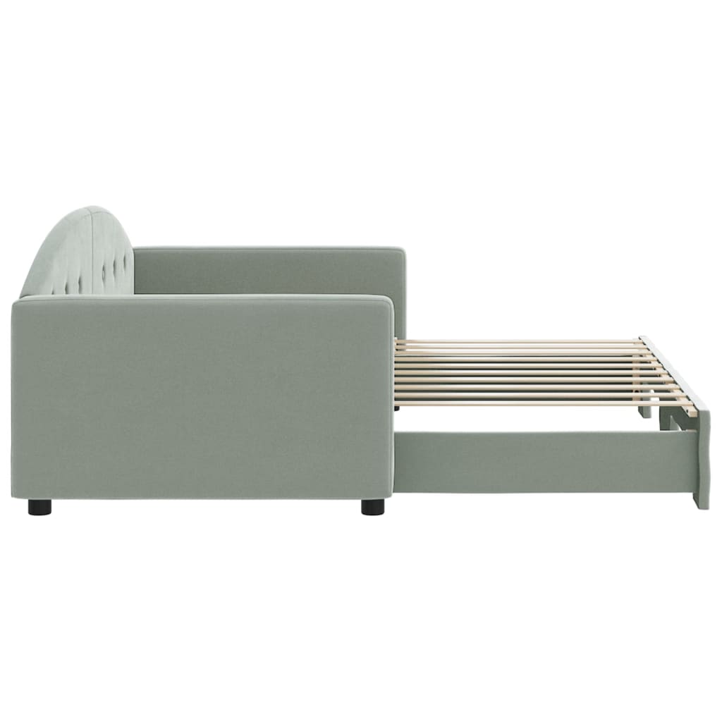 Divano Letto con Letto Estraibile Grigio Chiaro 90x190 Velluto 3197314