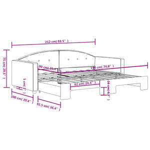 Divano Letto con Letto Estraibile-Sofa Letto-Daybed Nero 90x190 cm in Velluto 241994
