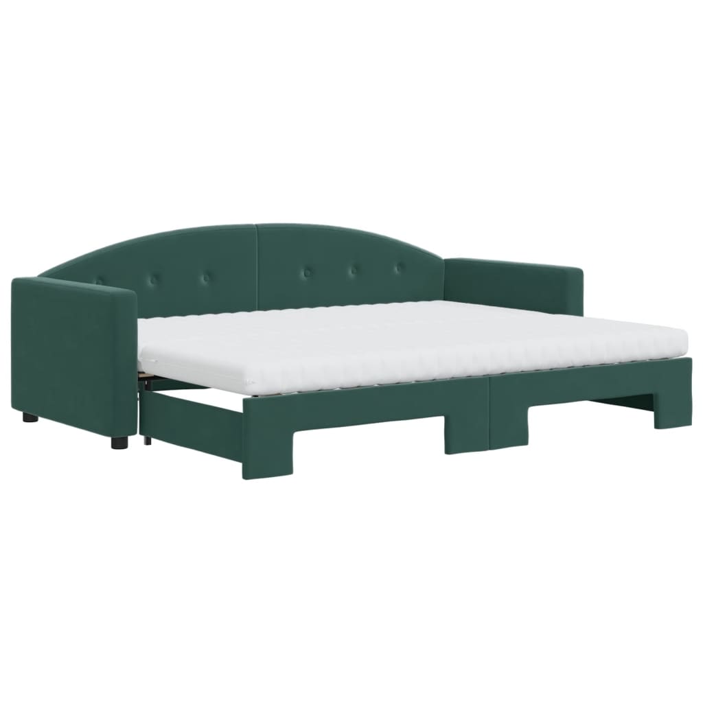 Divano Letto Estraibile Materassi Verde Scuro 80x200 Velluto 3197320