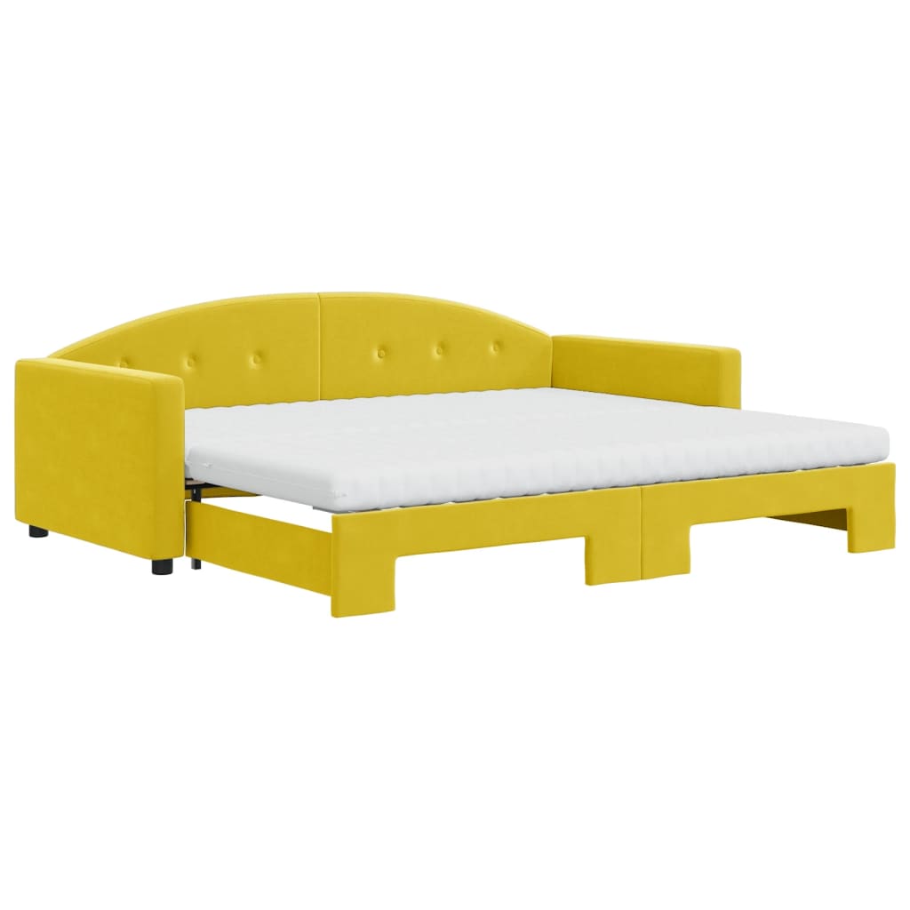 vidaXL Divano Letto Estraibile con Materassi Giallo 90x200 cm Velluto