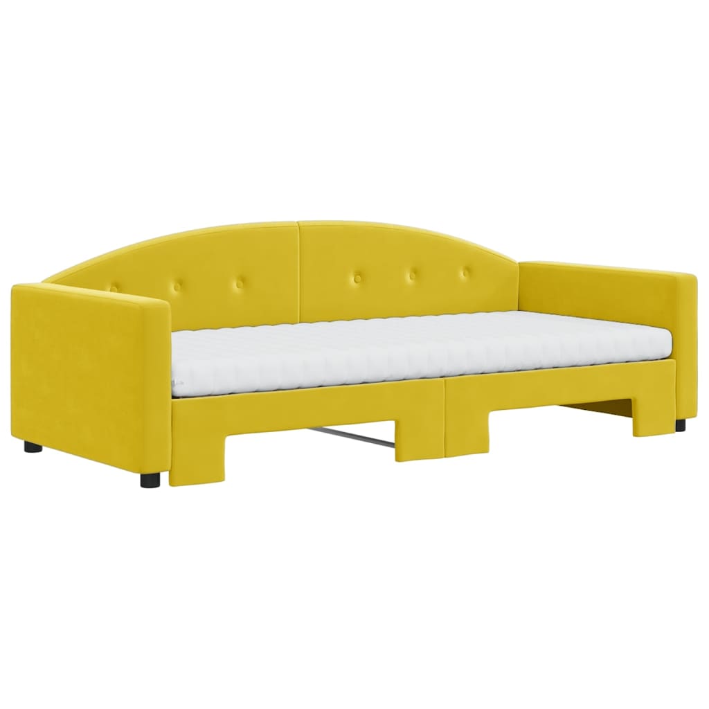 vidaXL Divano Letto Estraibile con Materassi Giallo 90x200 cm Velluto
