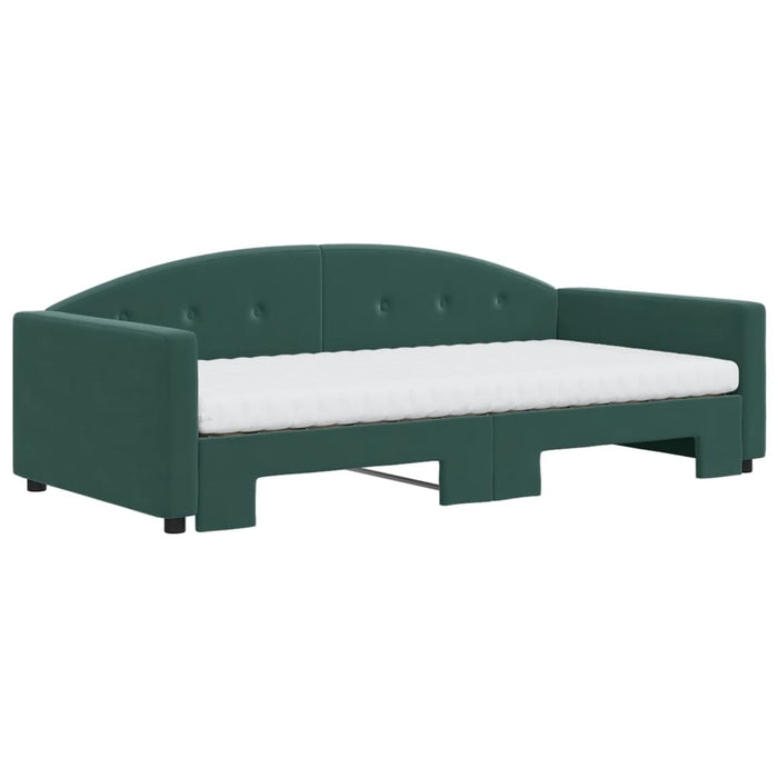 Divano Letto Estraibile Materassi Verde Scuro 100x200 Velluto 3197334